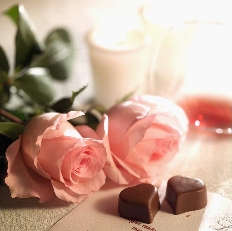 Romantic roses and chocolates