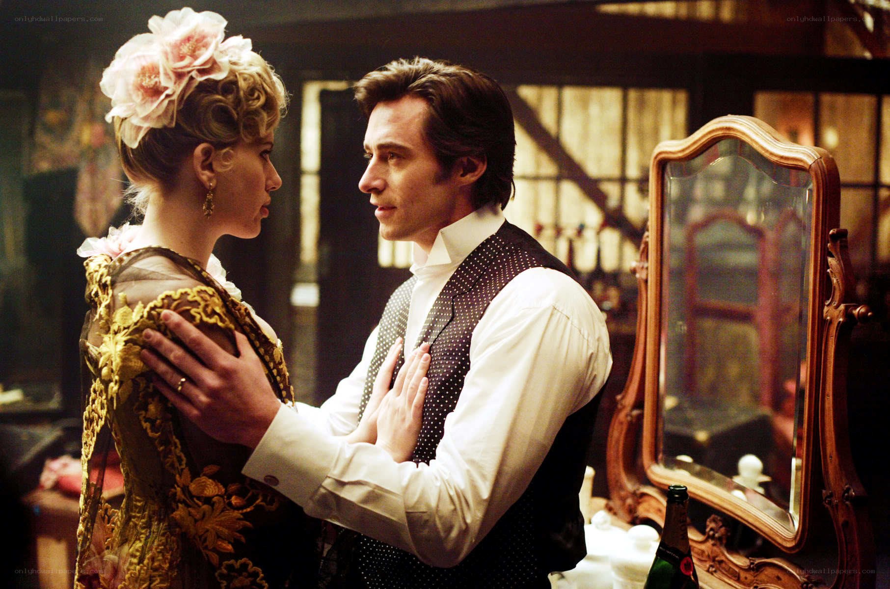romantic scene in vintage setting