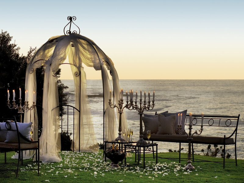 Romantic seaside wedding setup