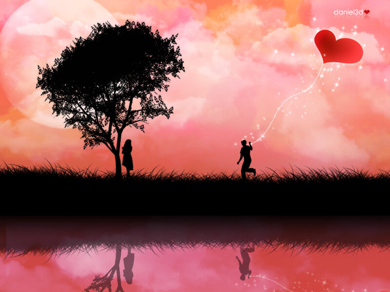 Romantic silhouette at sunset