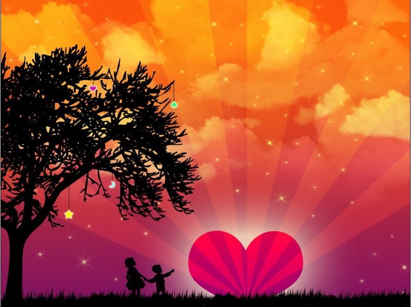 Romantic sunset with heart