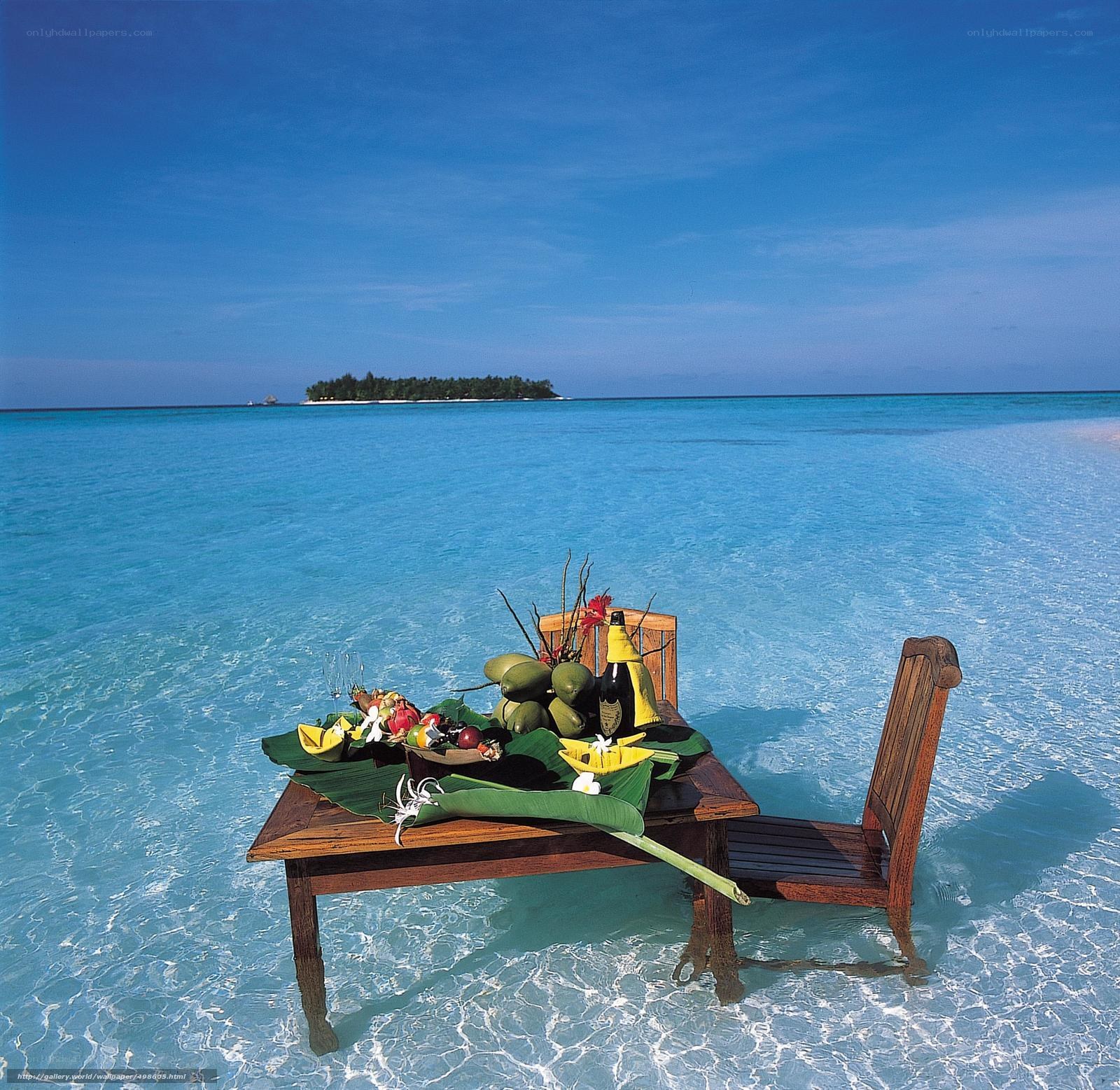 Romantic table in the ocean
