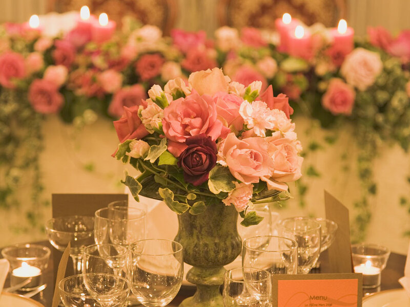 Romantic table setting with flowers
