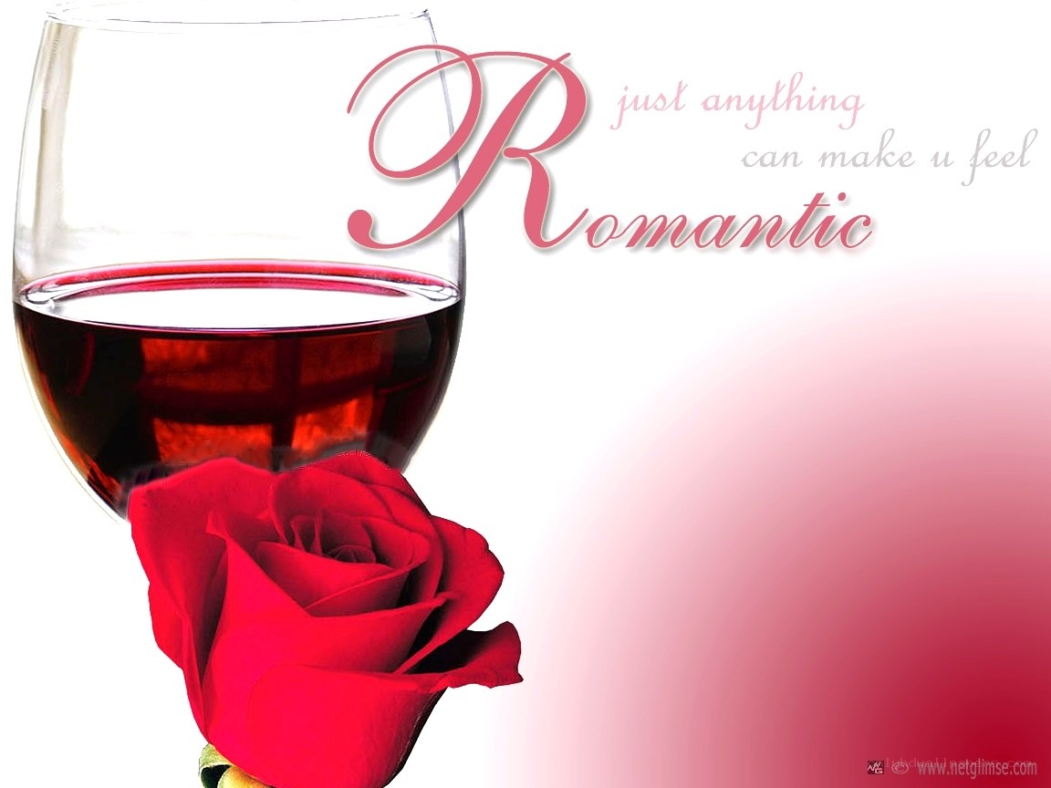 Romantic wine and rose