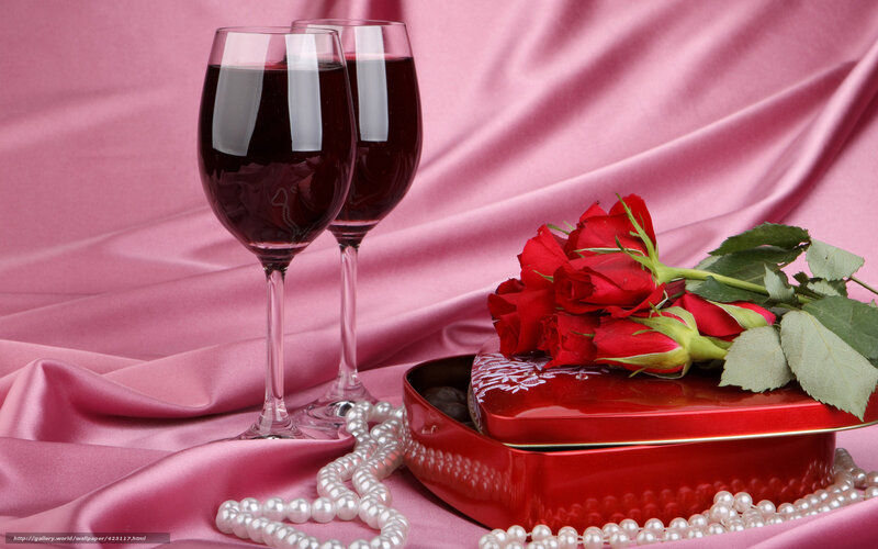 Romantic wine and roses