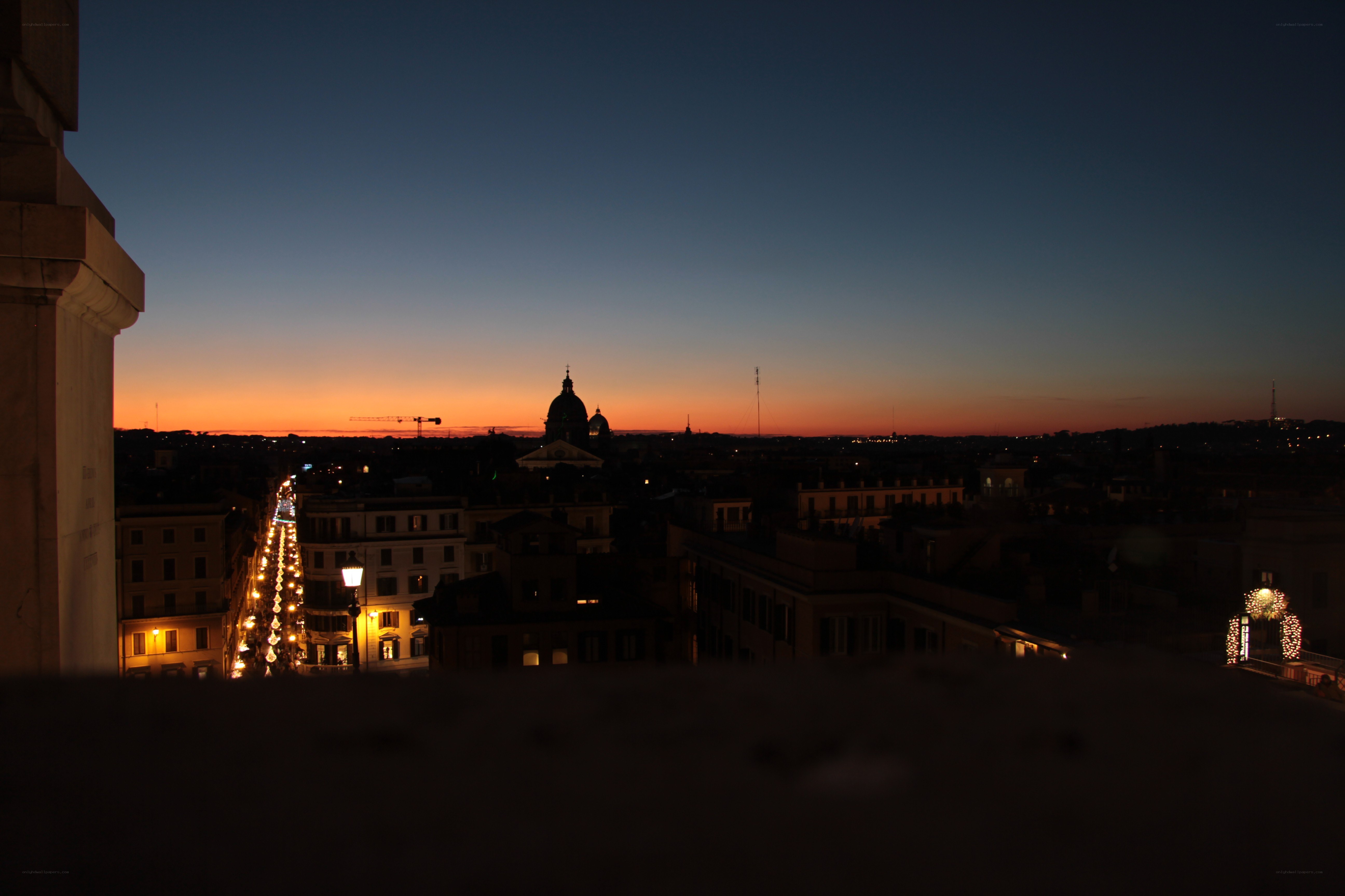 Rome at dusk from a high vantage