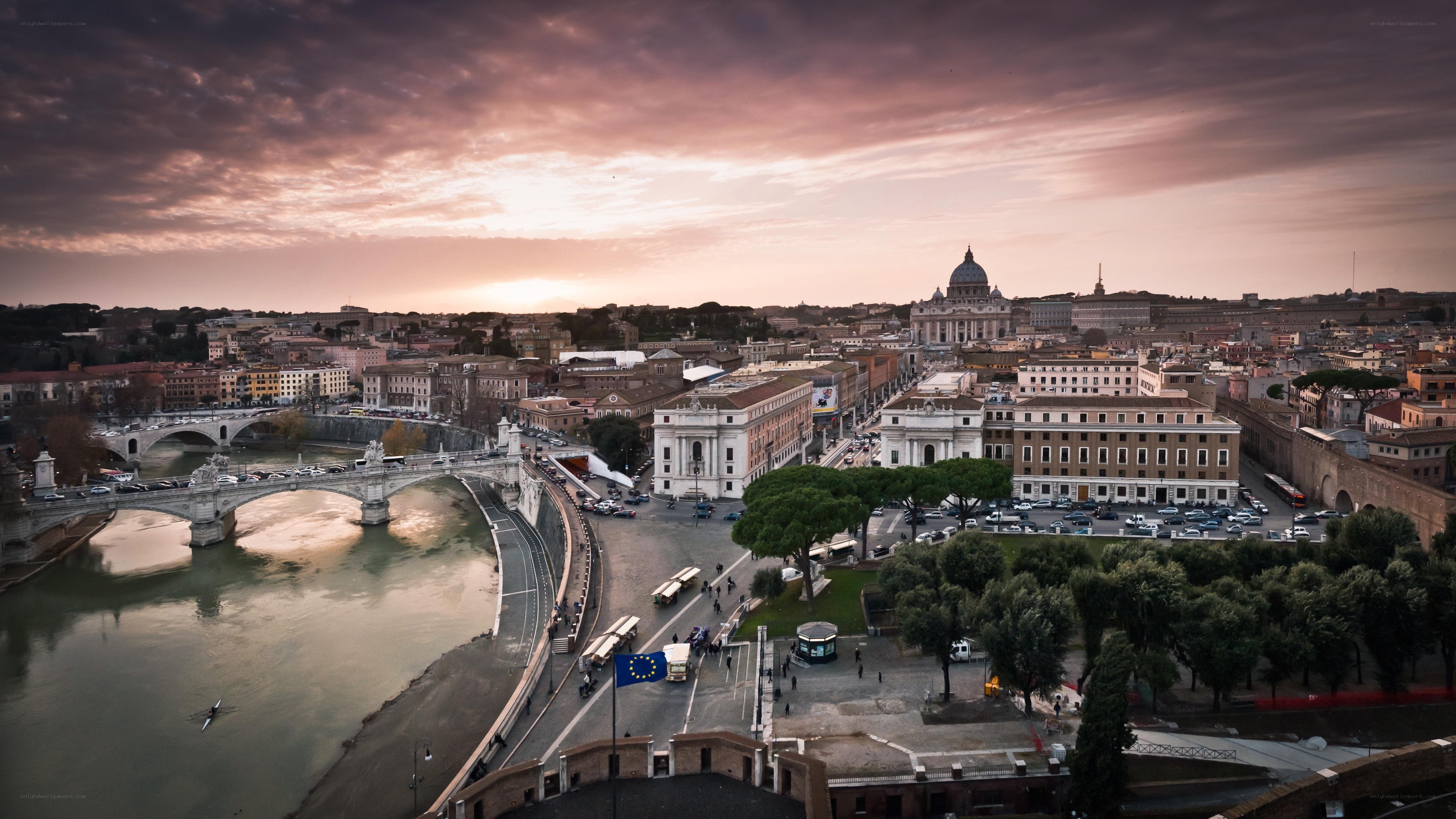 Rome at sunset with Vatican view
