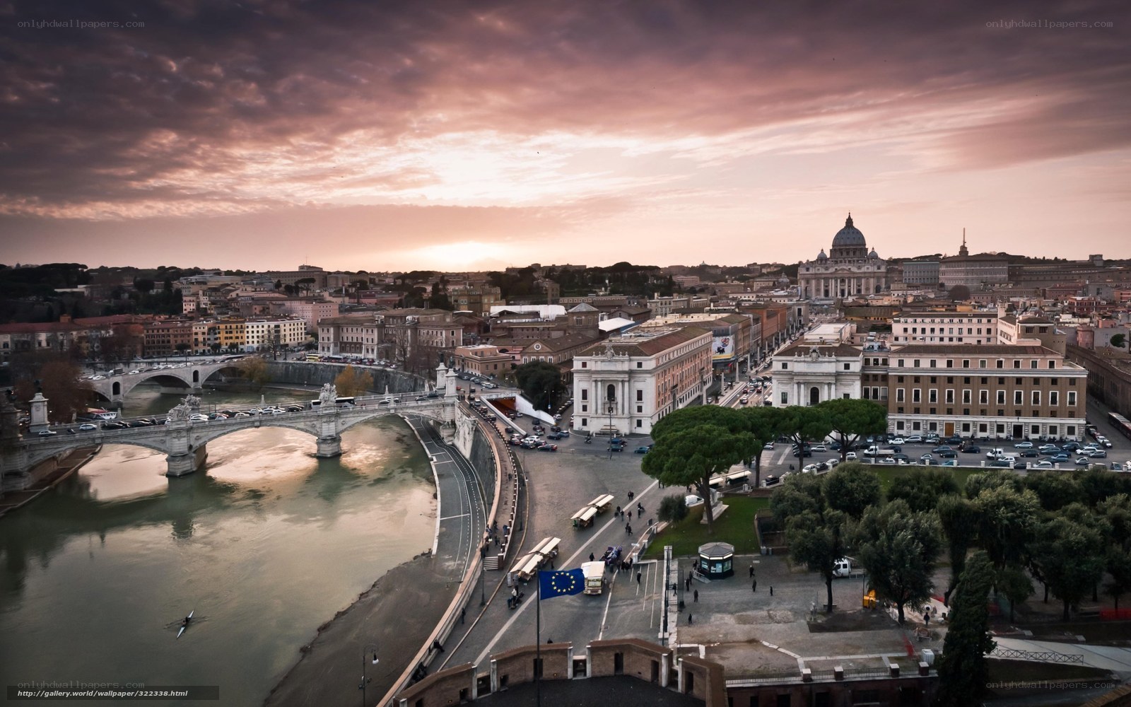 Rome at sunset with Vatican view
