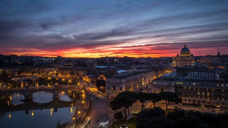 Rome Cityscape at Dusk — Blue