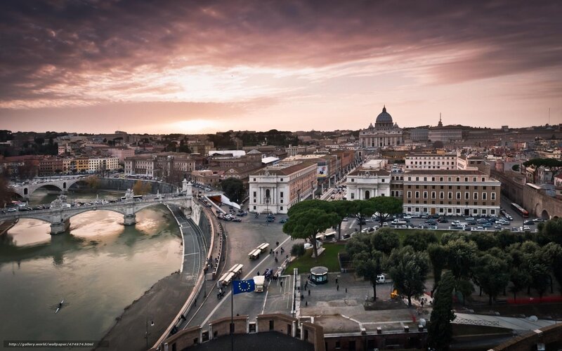 Rome Cityscape at Sunset — Purple