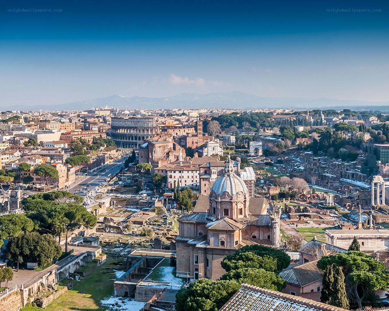 Rome cityscape with Colosseum