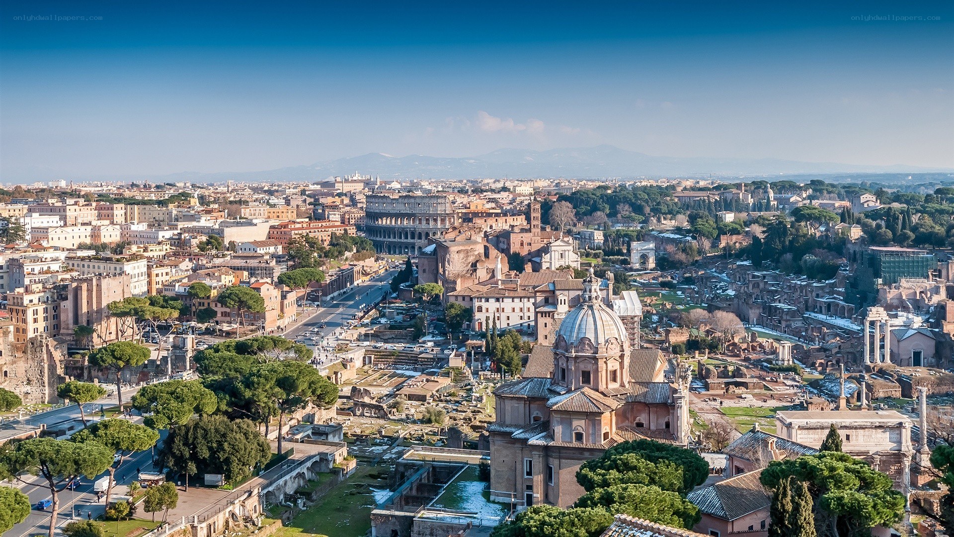 Rome cityscape with Colosseum