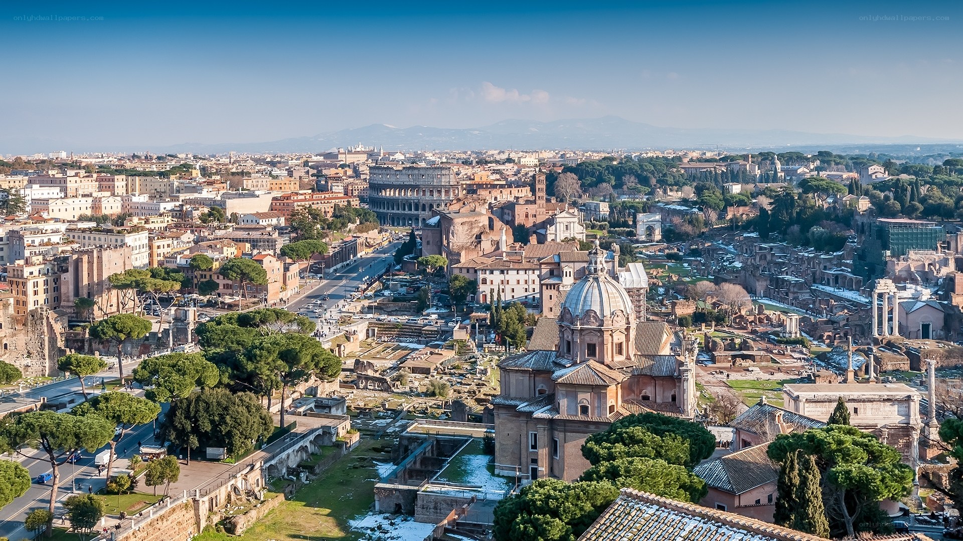 Rome cityscape with Colosseum