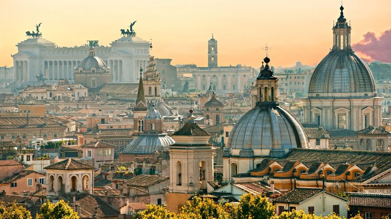 Rome Skyline at Sunset — Orange, Serene