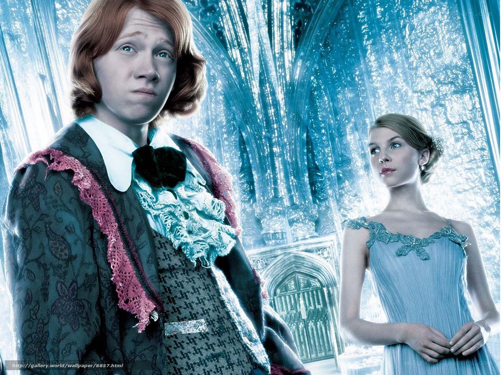 Ron and Fleur in a magical hall