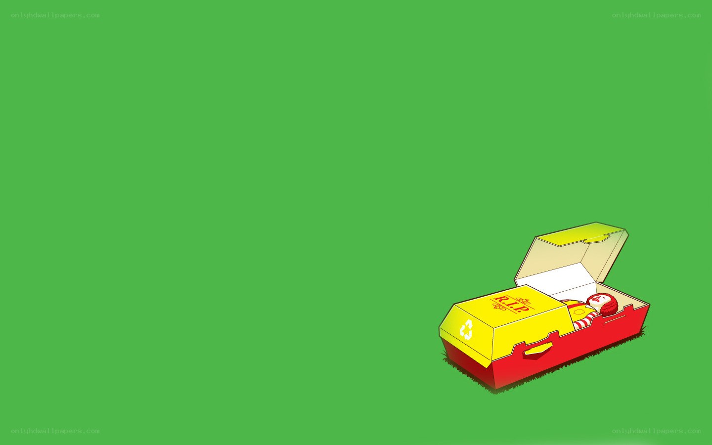 Ronald McDonald in a coffin