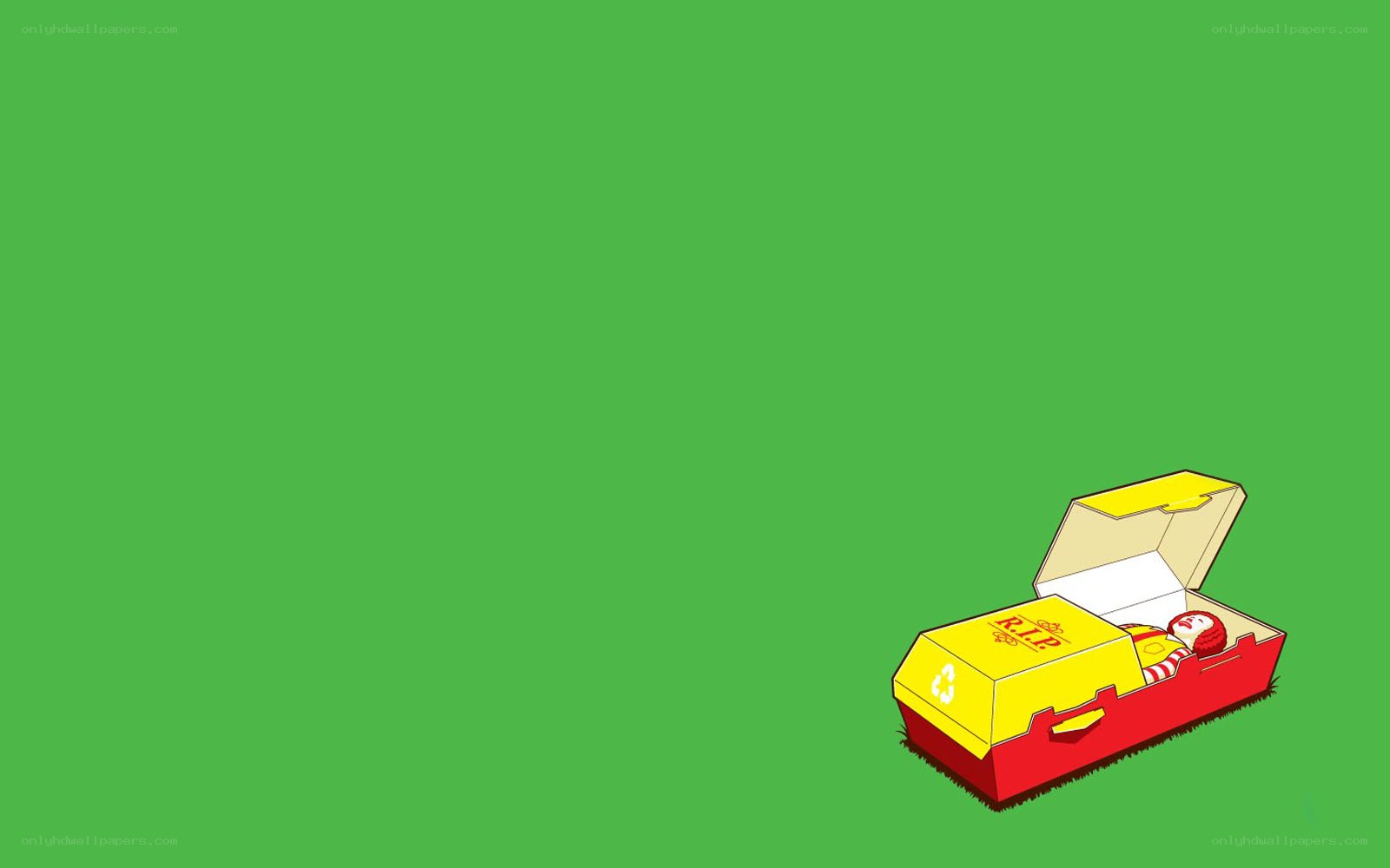 Ronald McDonald in a coffin