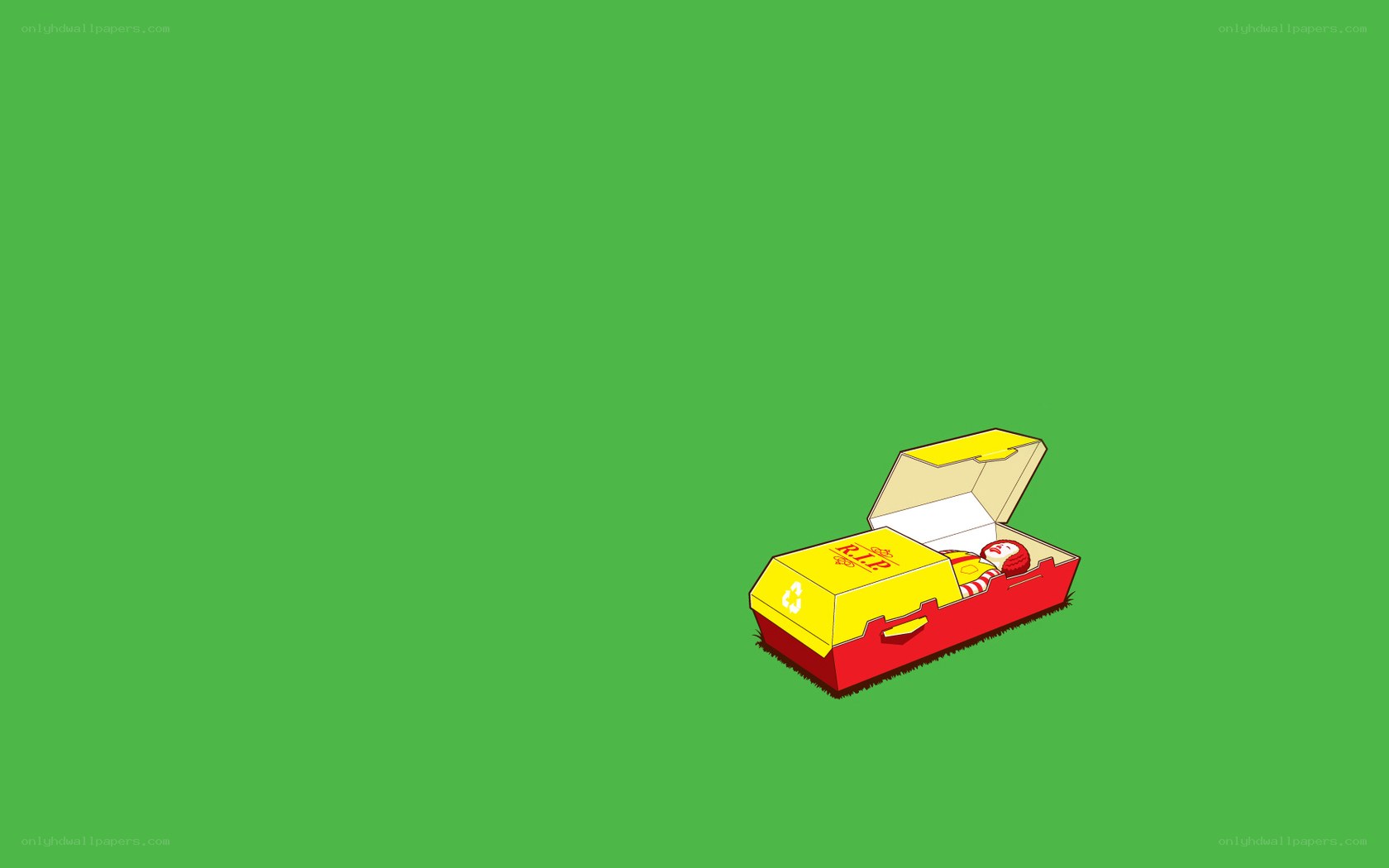 Ronald McDonald in a coffin