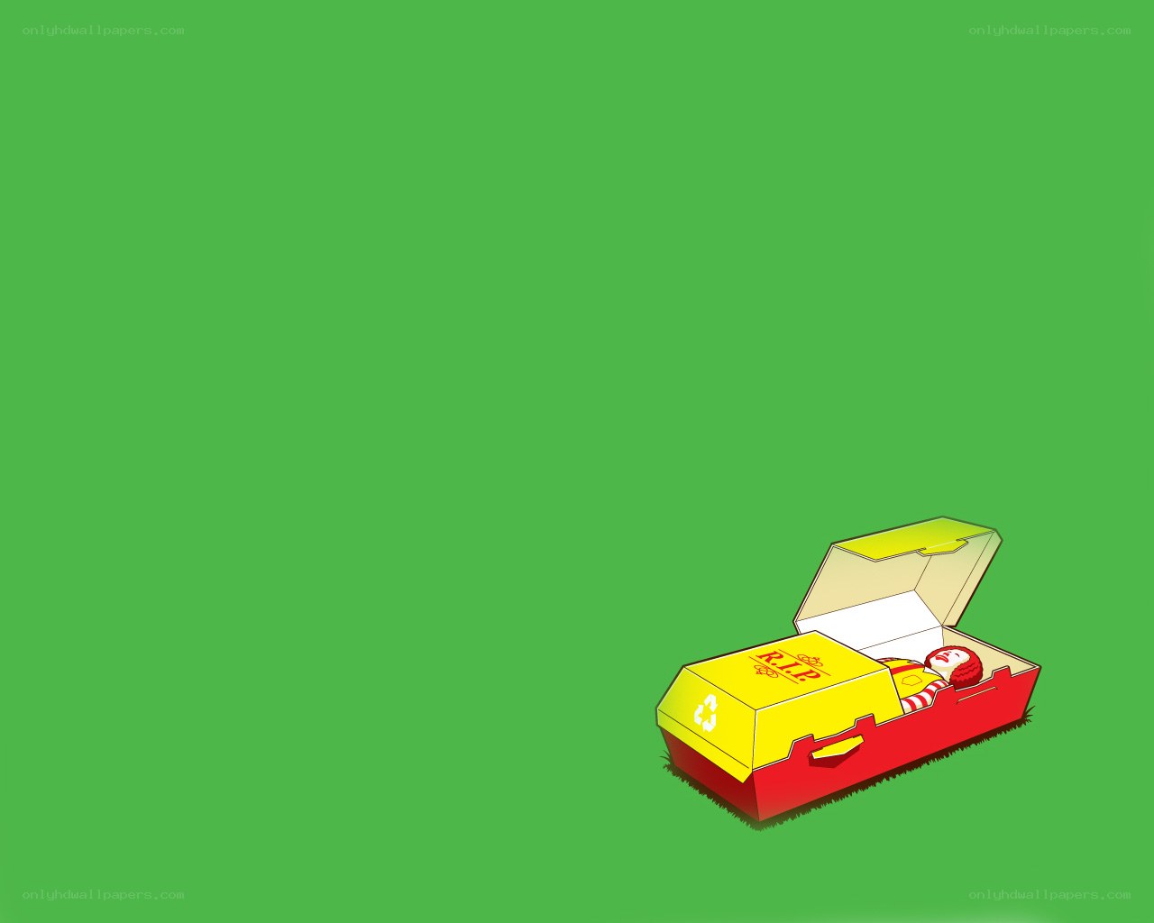 Ronald McDonald in a coffin