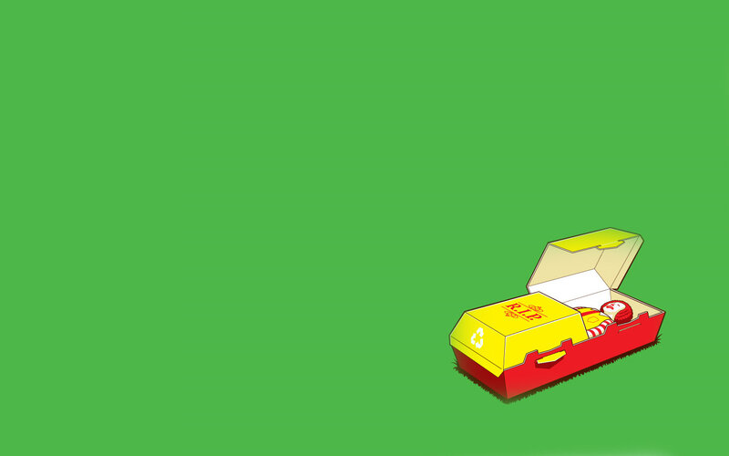 Ronald McDonald in Coffin