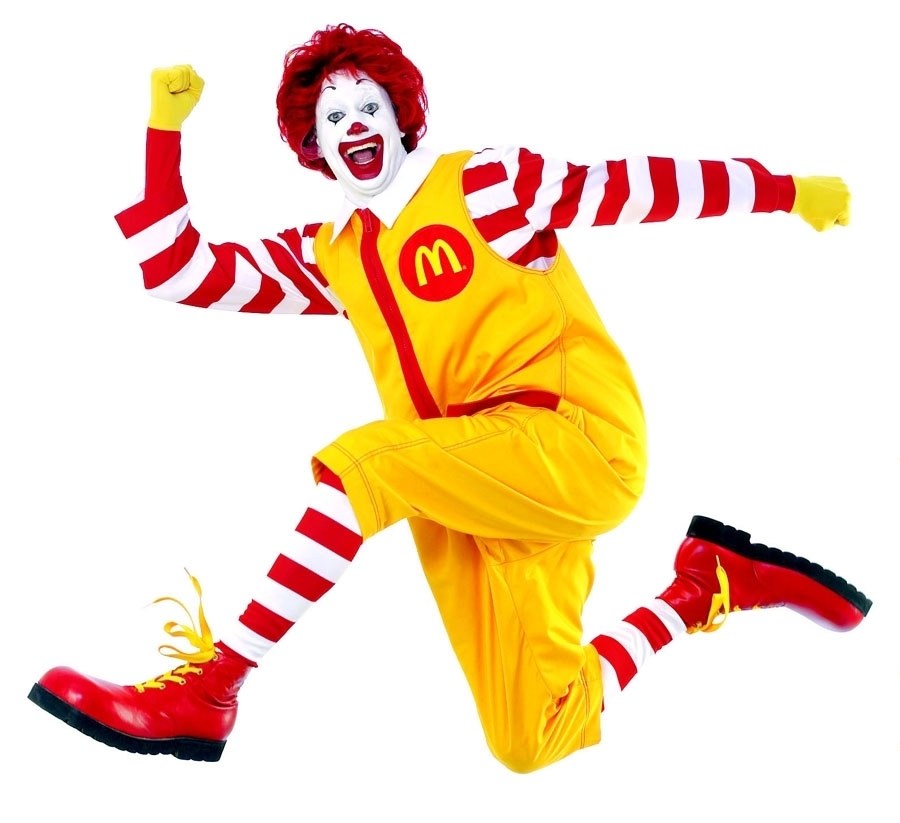 Ronald McDonald jumping