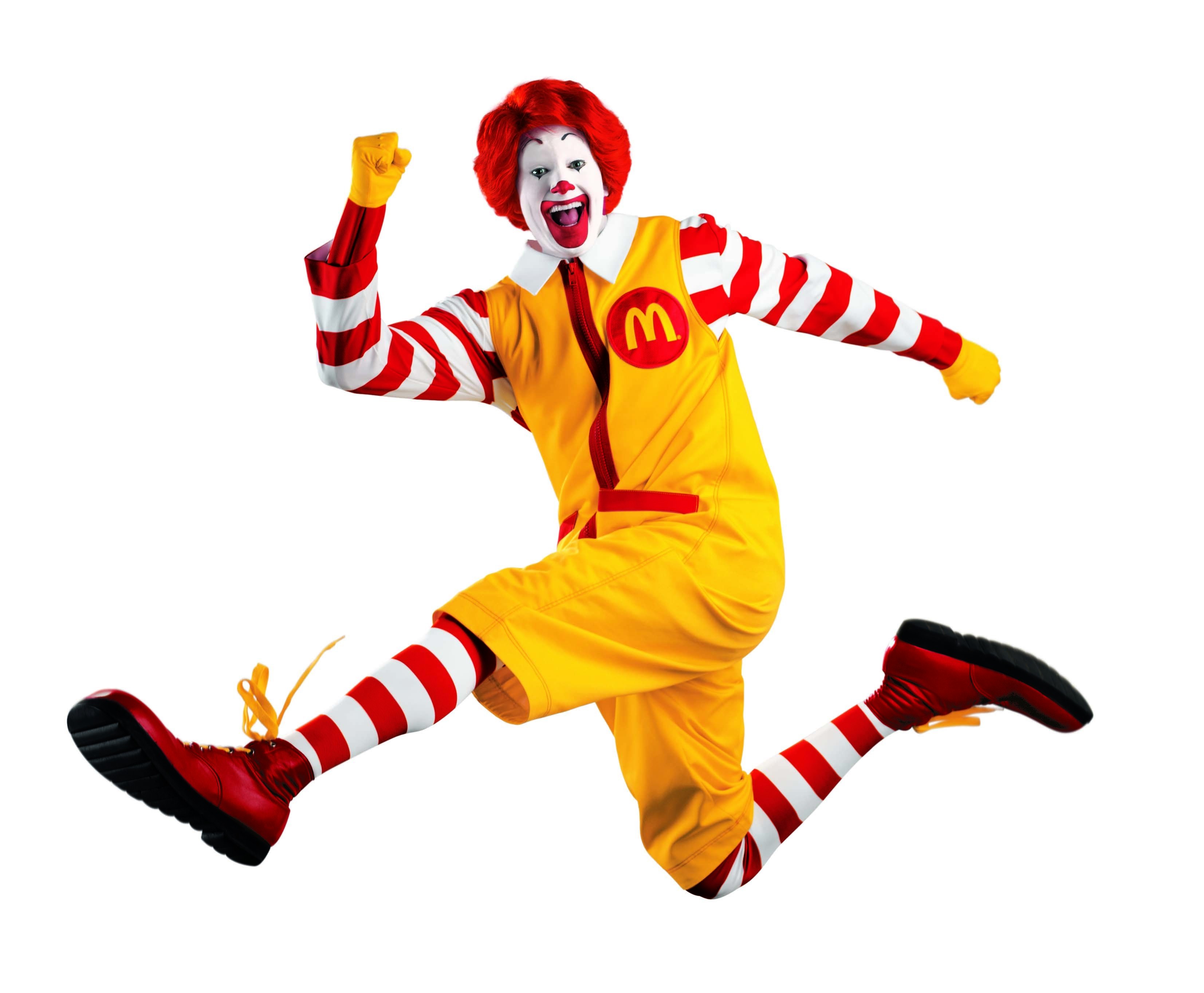Ronald McDonald jumping