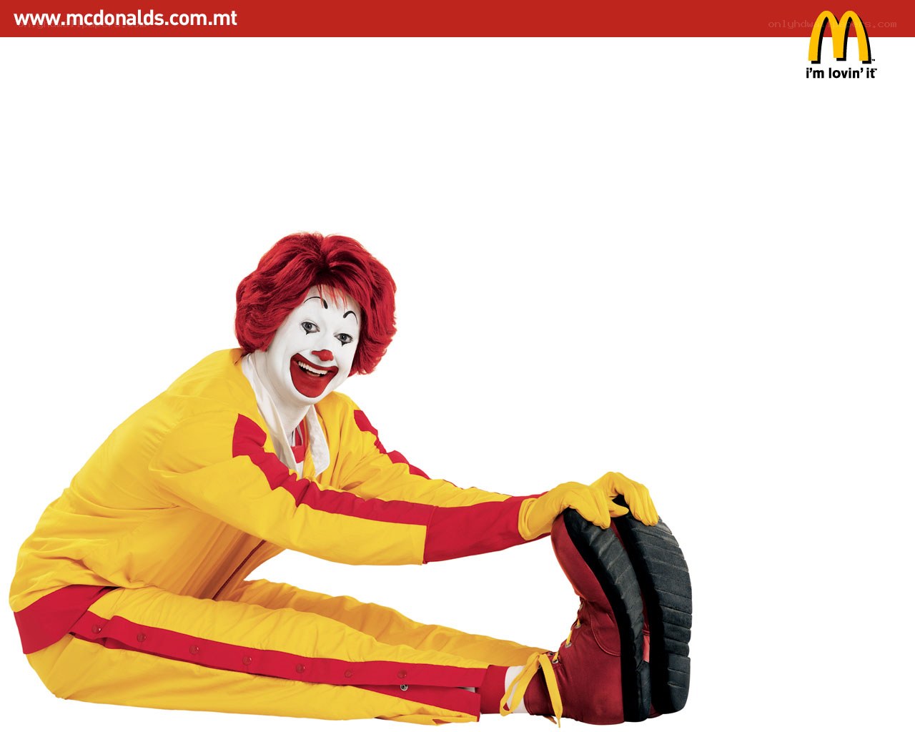 Ronald McDonald stretching