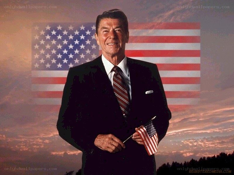 Ronald Reagan with American flag