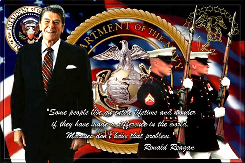 Ronald Reagan with Marines