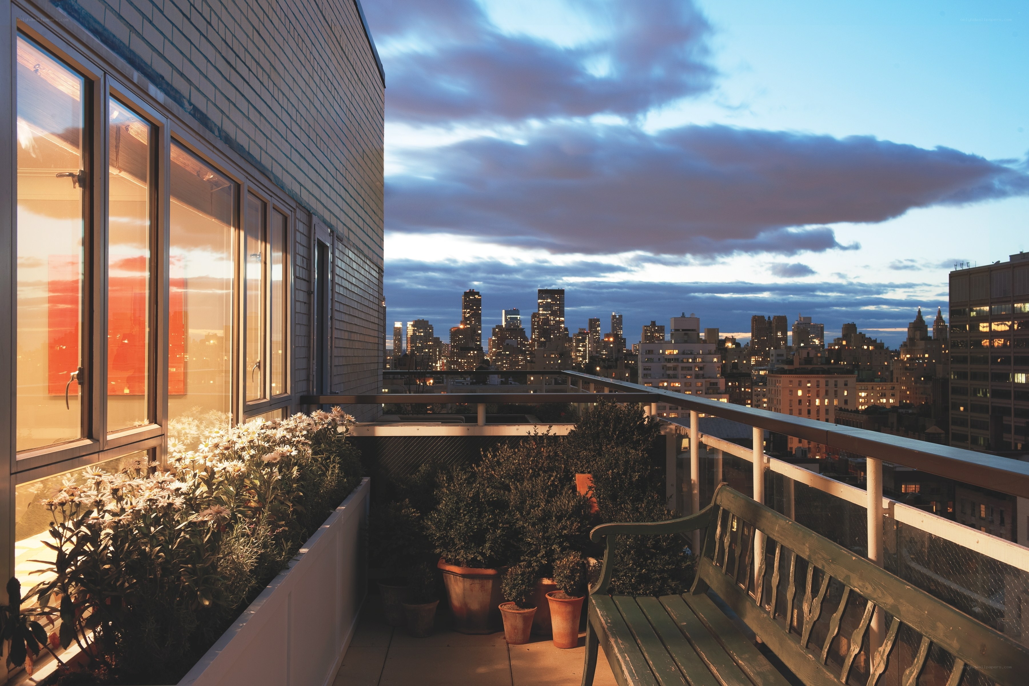 Rooftop balcony with city view