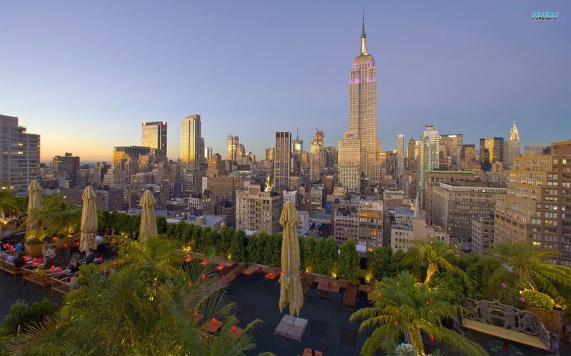 Rooftop bar with Empire State Building view