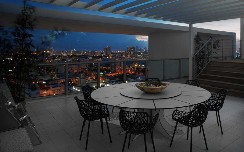 Rooftop dining with city view