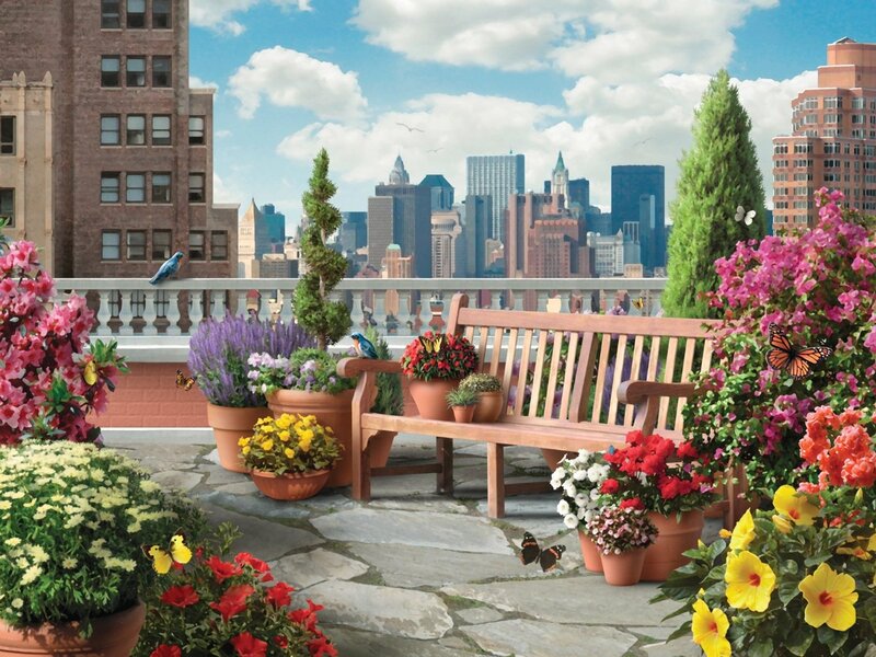 Rooftop Garden Bench — Pink, Serene