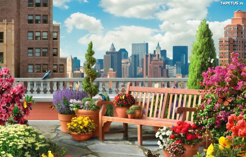 Rooftop Garden Bench — Pink