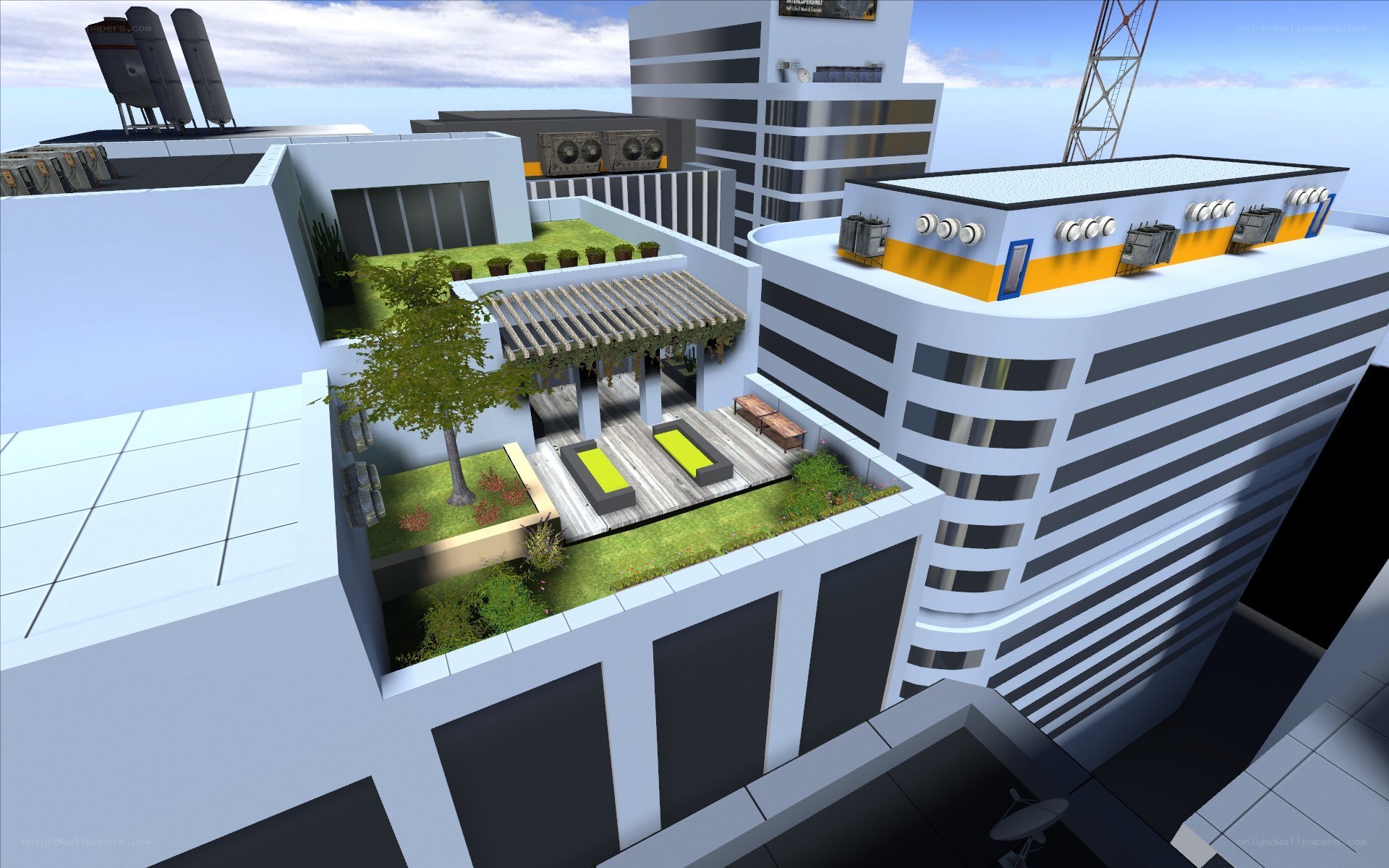 Rooftop garden in city