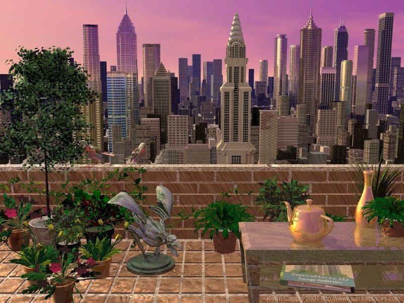 Rooftop garden with city view