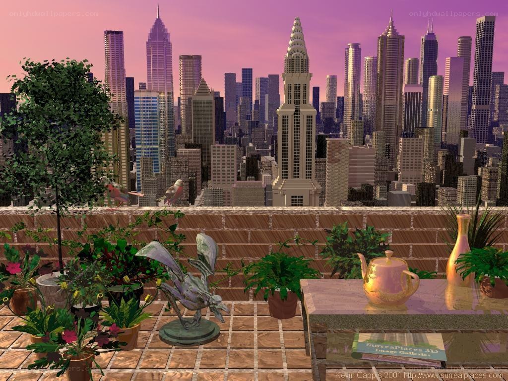 Rooftop garden with city view