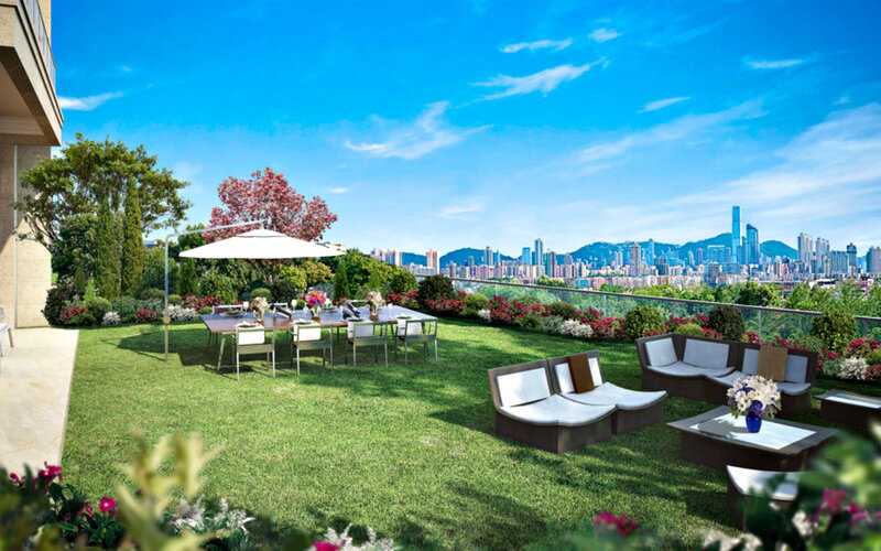 Rooftop Garden with City View — Green