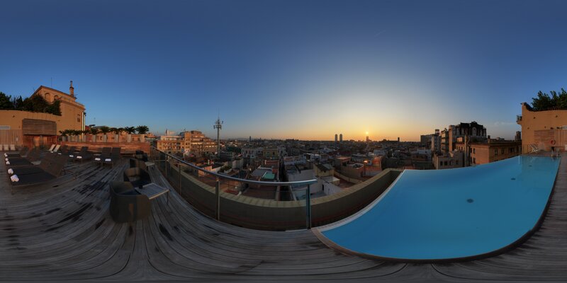 Rooftop pool at sunset