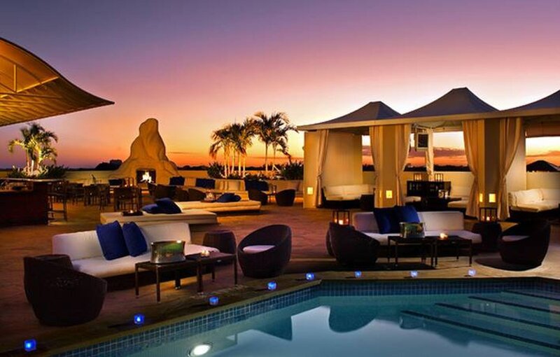 Rooftop Pool Lounge — Purple