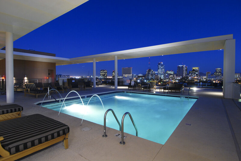 Rooftop pool with city view