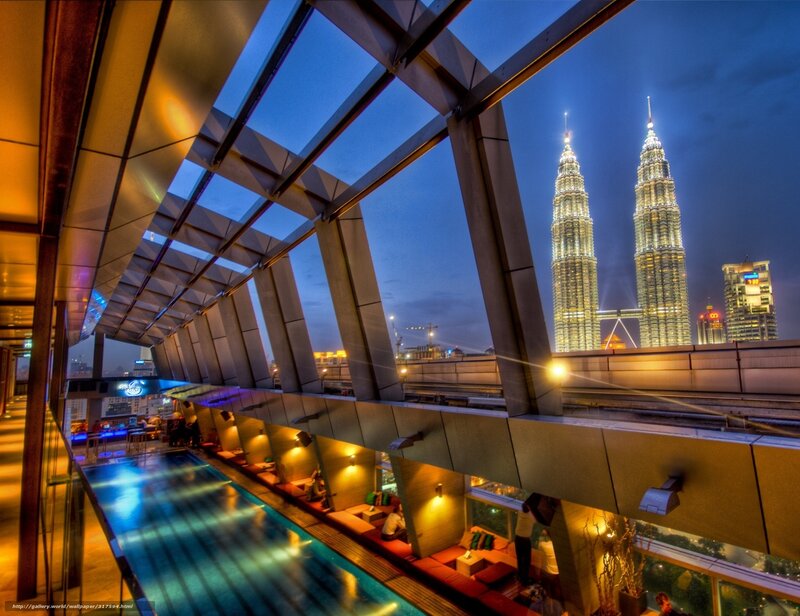 Rooftop Pool with City View — Blue, Dramatic