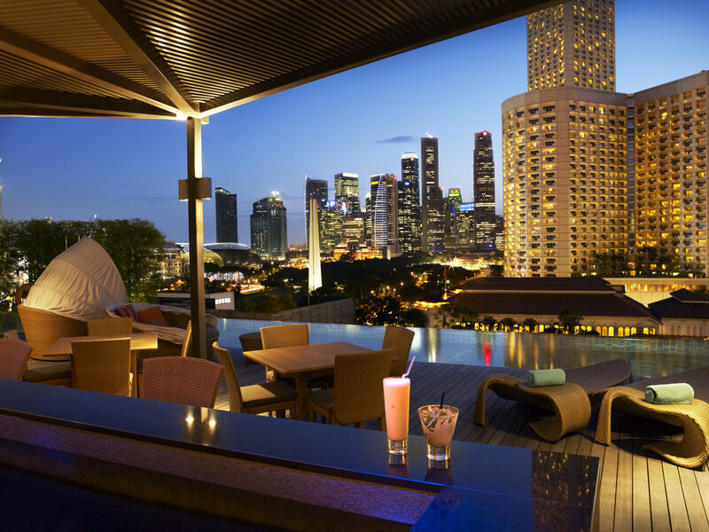 Rooftop Pool with City View — Blue
