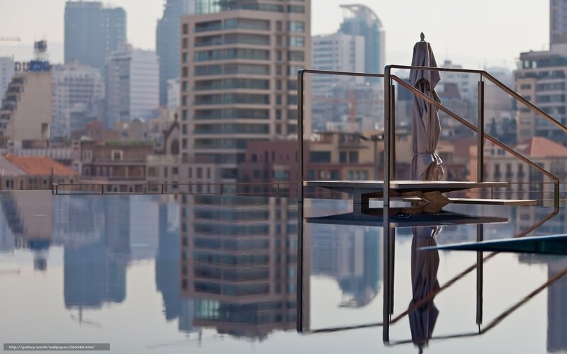 Rooftop pool with city view