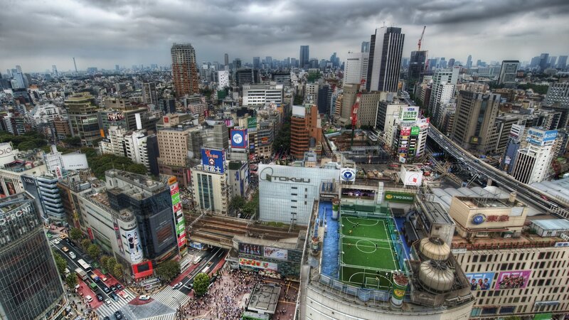 Rooftop Soccer Field — Gray, Dramatic, Afternoon, Photograph, Cityscape