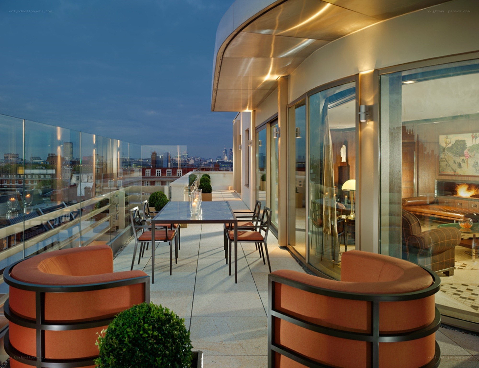 Rooftop terrace with city view
