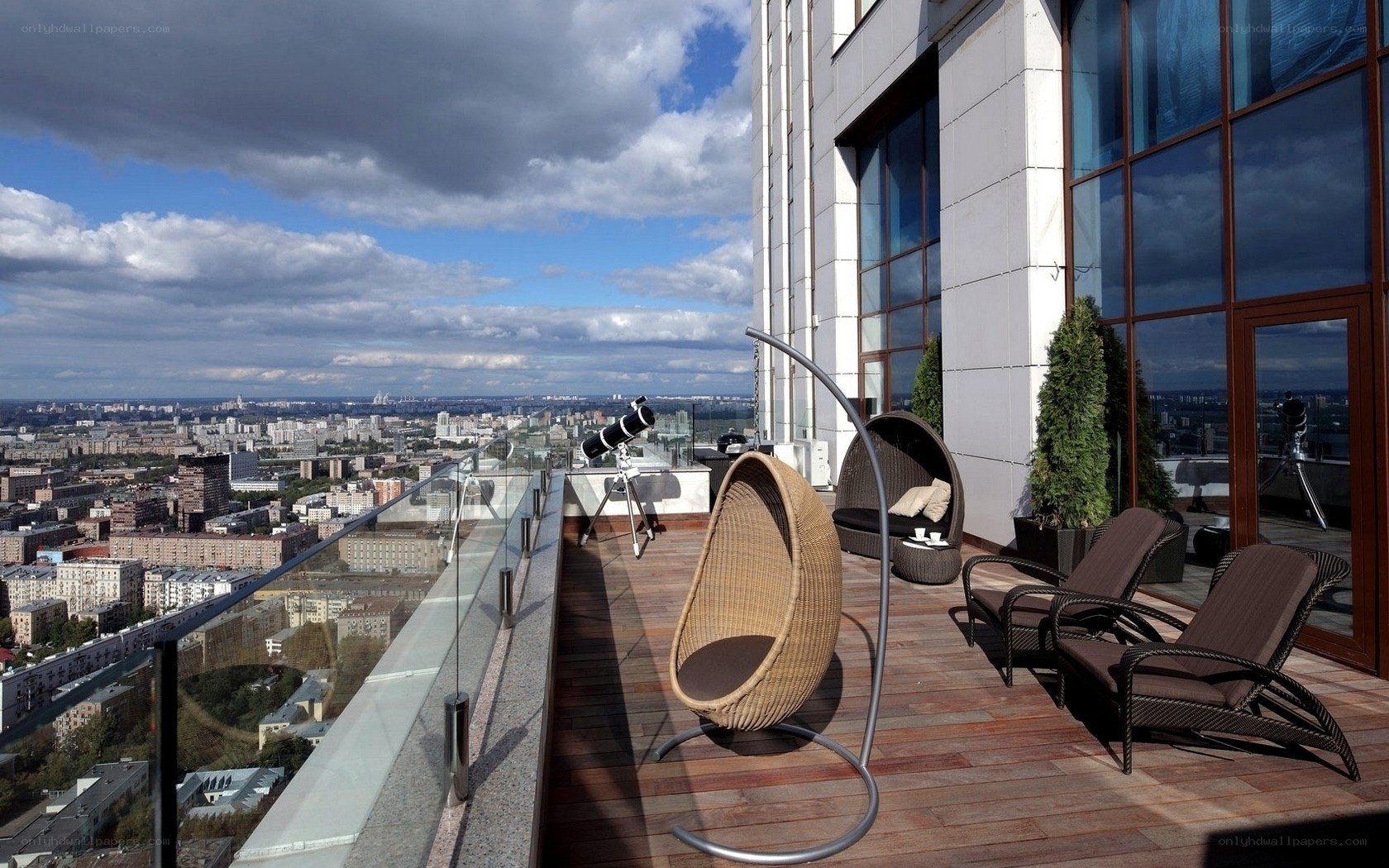 Rooftop terrace with city view