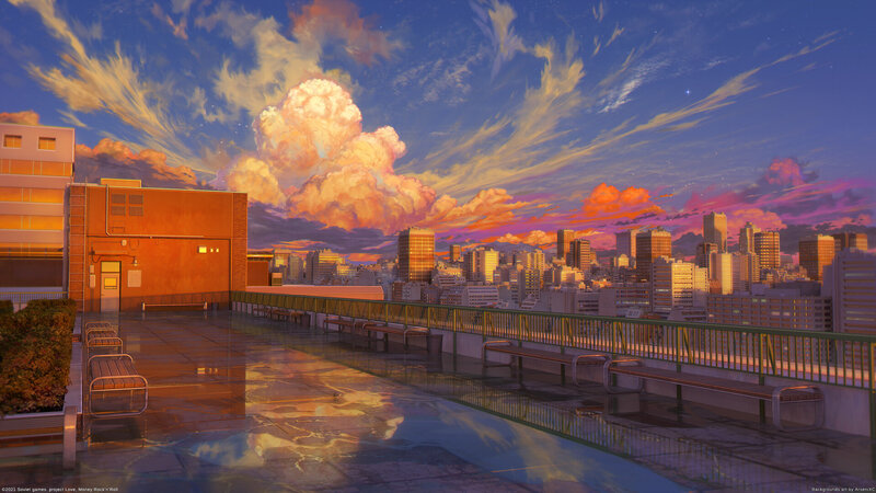 Rooftop View of City — Blue