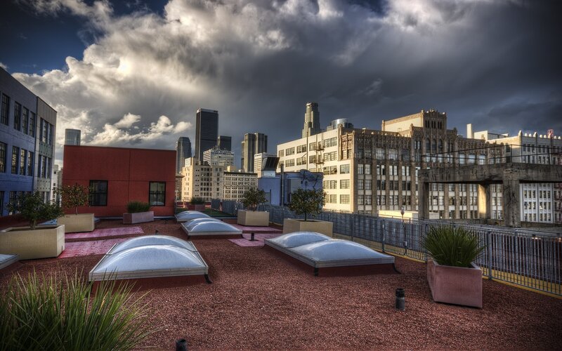 Rooftop view of city skyline