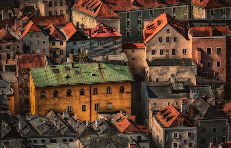 Rooftops of Old Buildings — Orange